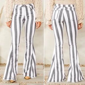 Saints and hearts striped flares